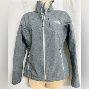 The North Face Women Apex Soft Shell Gray Full Zip Fleece Lined Jacket Size Sm